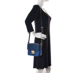 MIU MIU Vitello Phenix Madras Cobalto Marea Leather Handbag (orig. $2500)